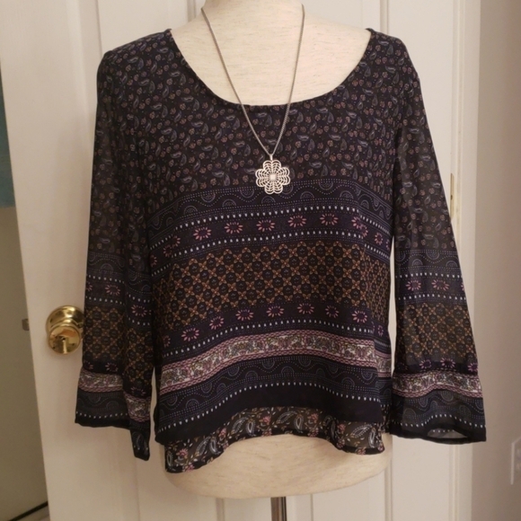 𝅺patrons of Peace Bohemian Print Top - Picture 1 of 12